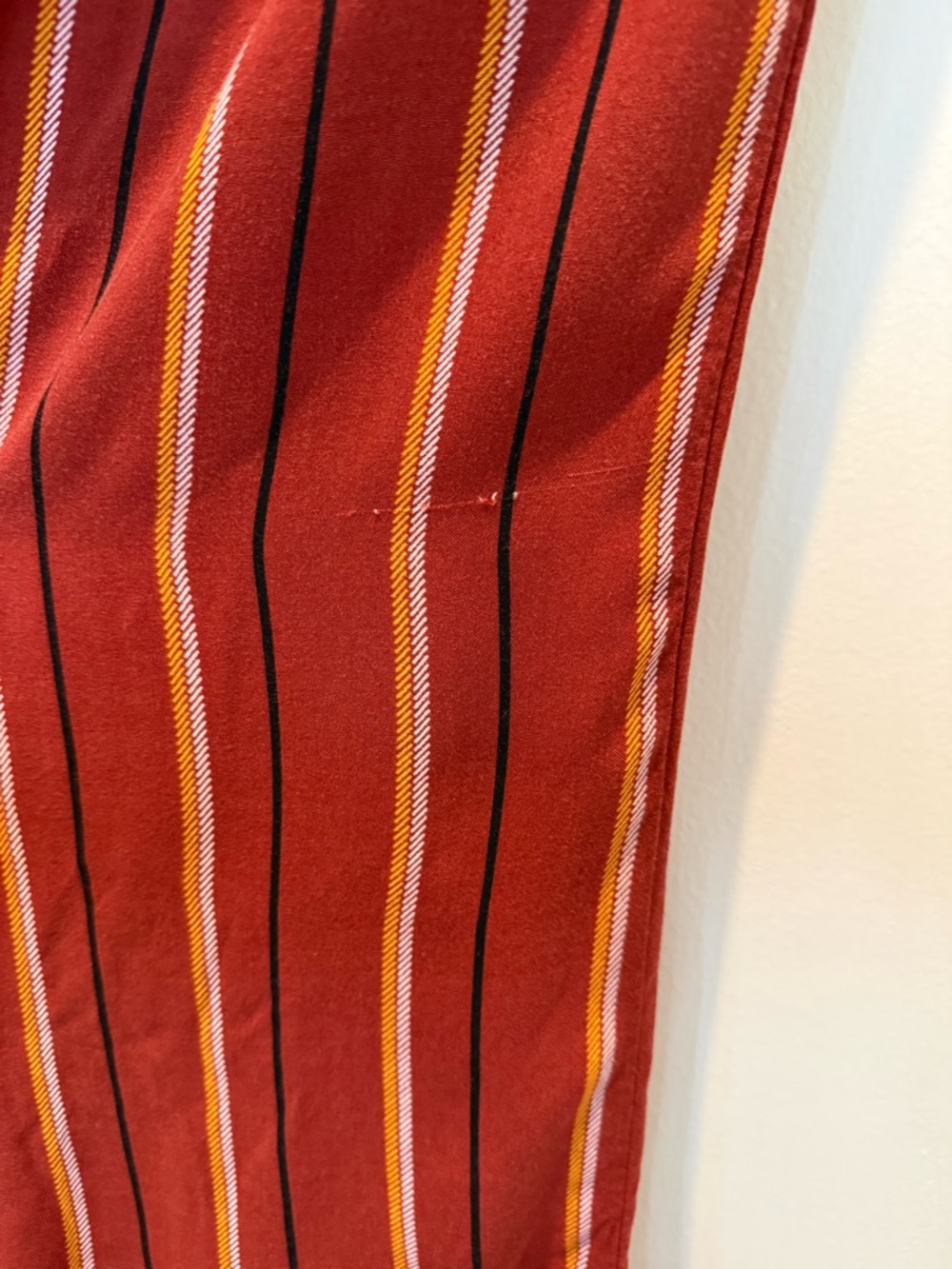 Women’s Rust colored Striped Strapless Wide-Leg Jumpsuit - Picture 8 of 10